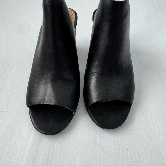 Luca Lane Hilaire leather upper stacked heel peep toe slipon shoes black size 10 - Picture 3 of 12
